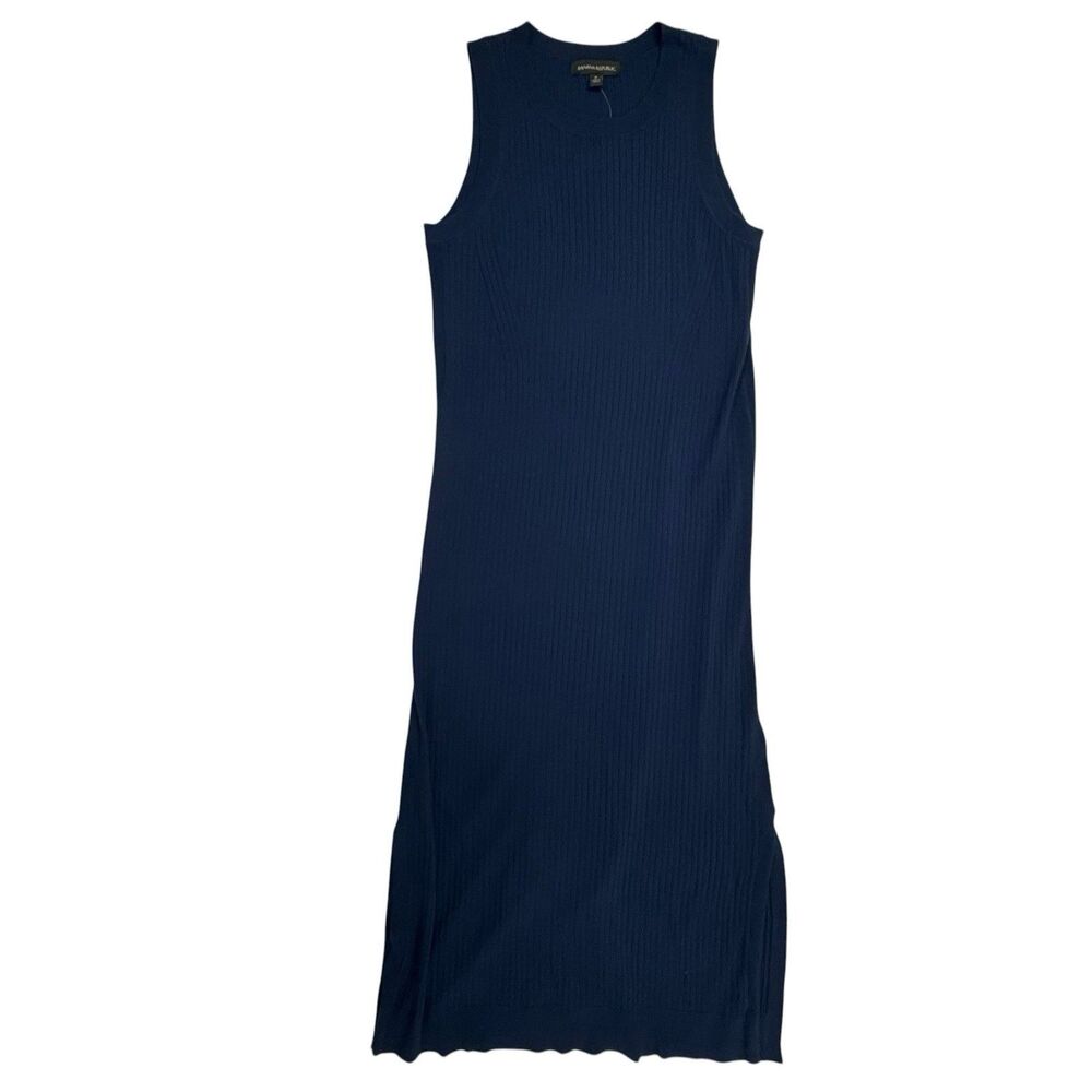 Banana Republic NEW Sleeveless Column Ribbed Dress Women Navy Blue Bodycon
